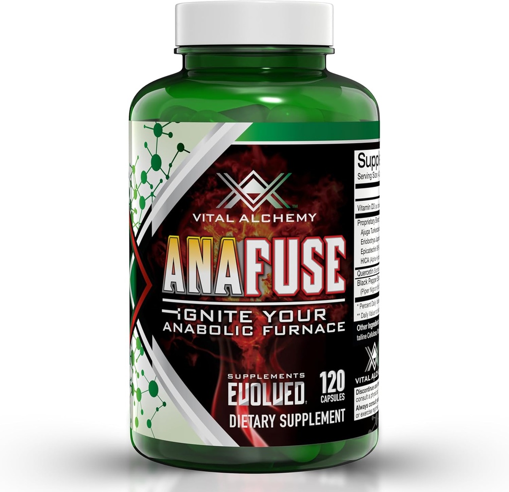 Vital Alchemy Anafuse Turkesterone Supplement for Men, Epicatechin, Quercetin, Black Pepper, and More - Increase Stamina, Lean Muscle Growth & Recovery - USA Made & Non-GMO - 120 Vegan Capsules