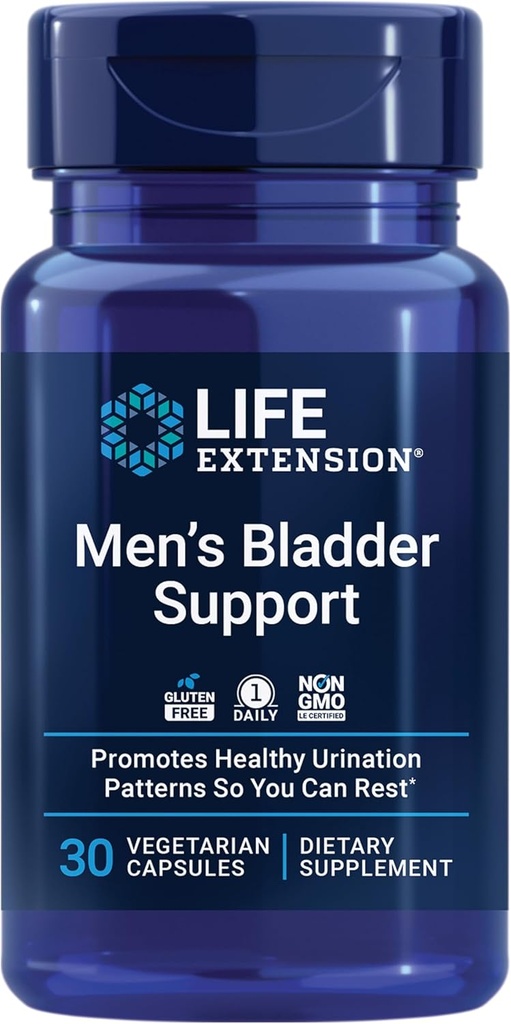 Life Extension Men's Bladder Support, melatonin, beta-sitosterol, lycopene, Nighttime Urination, Sleep Patterns, Prostate Health, Bladder Support, Gluten Free, Non-GMO, Vegetarian, 30 Capsules