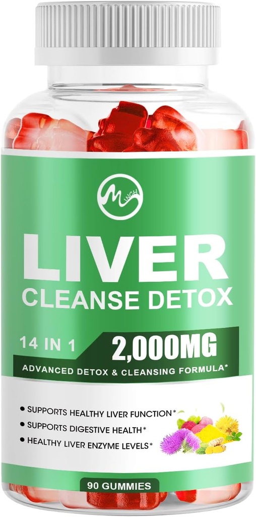Liver Cleanse Detox & Repair Gummies, Sugar Free Liver Health Support Supplement with 2000mg Milk Thistle, Glutathion, Dandelion, Alpha Lipoic Acid, Artichoke and other Herbs, 1 Pack, Raspberry Flavor