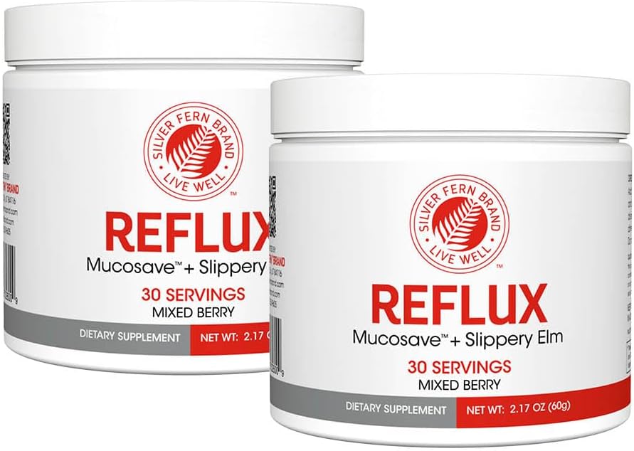 Reflux - Digestive Supplement - Each Tub = 30 Scoops = 30 Servings - Mucosal Support for Acid Issues - with Mucosave FG and Slippery Elm Bark (2 Tubs)