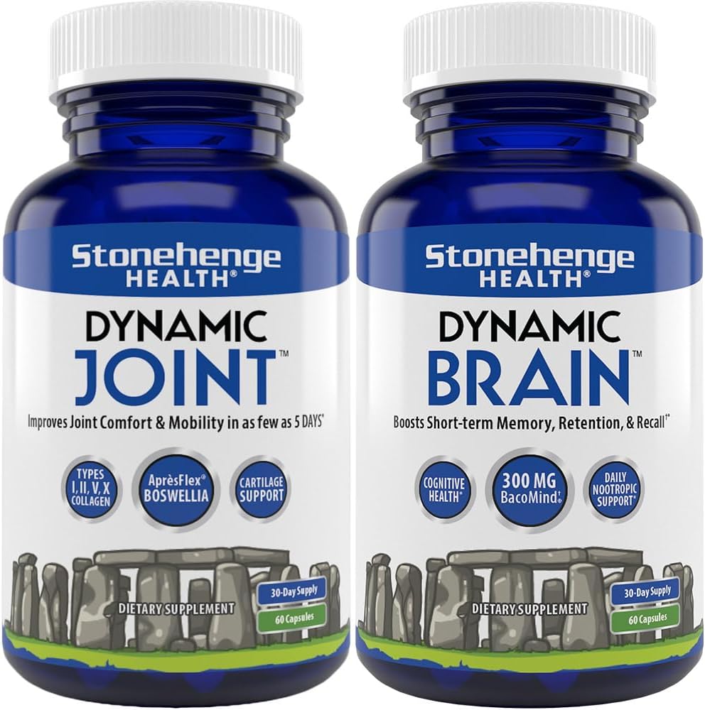 Stonehenge Health Dynamic Joint + Dynamic Brain Bundle Supplement Supports Comfort, Mobility, Flexibility + Memory Acquisition and Retention