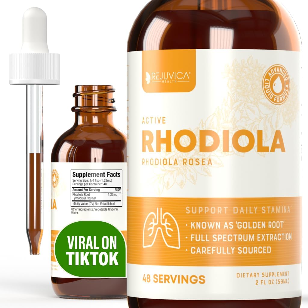 Rejuvica Health Active Rhodiola - Rhodiola Root Extract with Natural Occuring Rosavins, Liquid Delivery for Better Absorption - Supports Energy Levels and Stress Relief