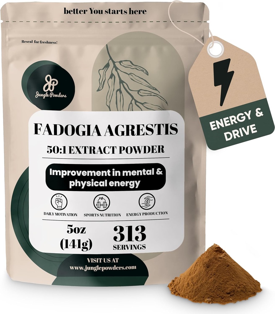 Jungle Powders Fadogia Agrestis Extract for Men 50:1 Concentration 313 Servings - 5 Ounces of Pure Nigerian Fadogia Supplement Traditional Mens Health Support for Drive & Passion Contains Maltodextrin