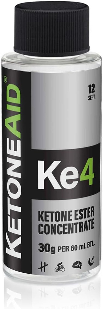 KetoneAid Ke4 Ketone Ester Concentrate | Not a Ketone Salt, No Sugar, No Caffeine | Exogenous D-BHB Ester | 12 Serving Per Bottle (1 Count)