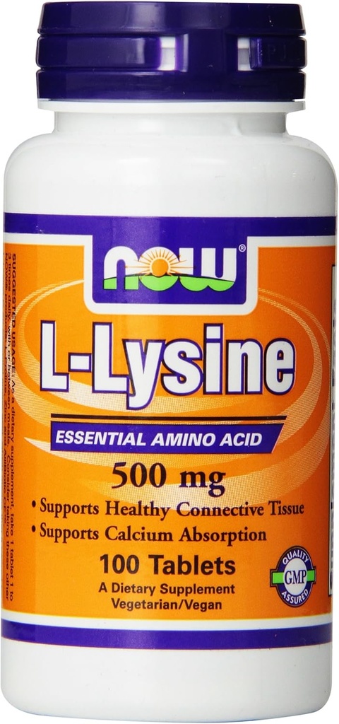 Now Foods Lysine 500 mg, 100 tablets (Pack of 2)