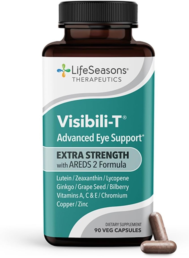 Visibili-T Extra Strength with AREDS 2 Formula - Vitamin Supplement for Eye Health & Vision Support - Lutein, Zeaxanthin, Chromium, Carrot, Bilberry, Grape Seed Extract & Ginkgo Biloba - 90 Capsules