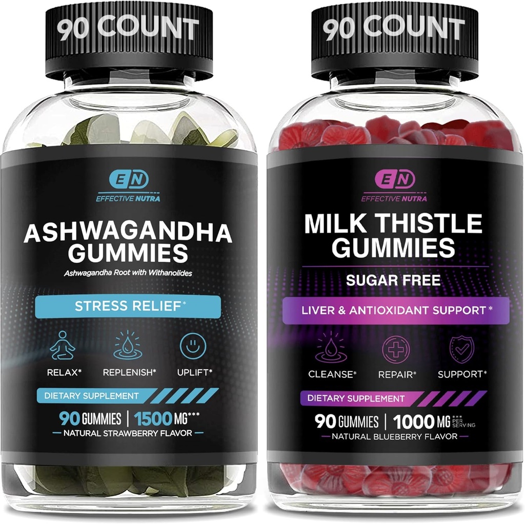 EFFECTIVE NUTRA Ashwagandha Gummies & Milk Thistle Gummies