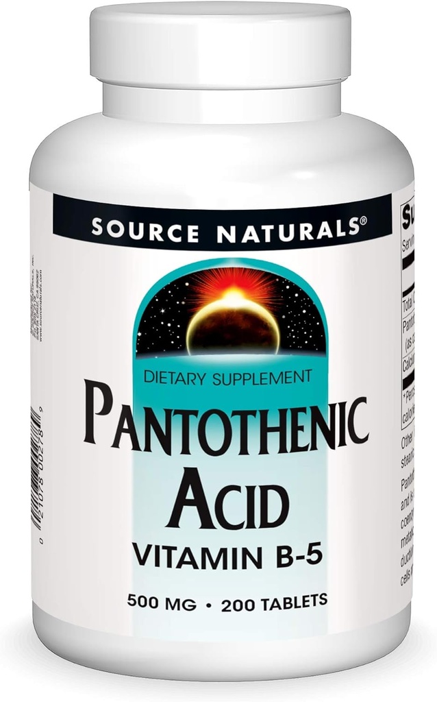 Source Naturals Pantothenic Acid 500 mg Vitamin B-5 Dietary Supplement - 200 Tablets