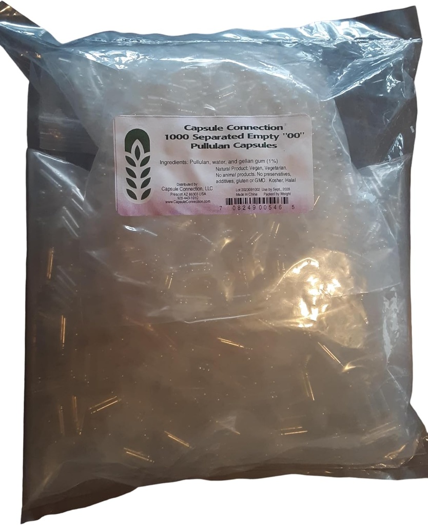 Capsule Connection Separated Empty Pullulan Capsules, 00" Size, Vegan & Vegetarian (1000)