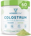 WONDERCOW Colostrum Supplement Powder for Gut Health, Immune Support, Muscle Recovery & Wellness | Natural IgG Pure Whole Bovine Colostrum Superfood, Matcha, 60 Servings