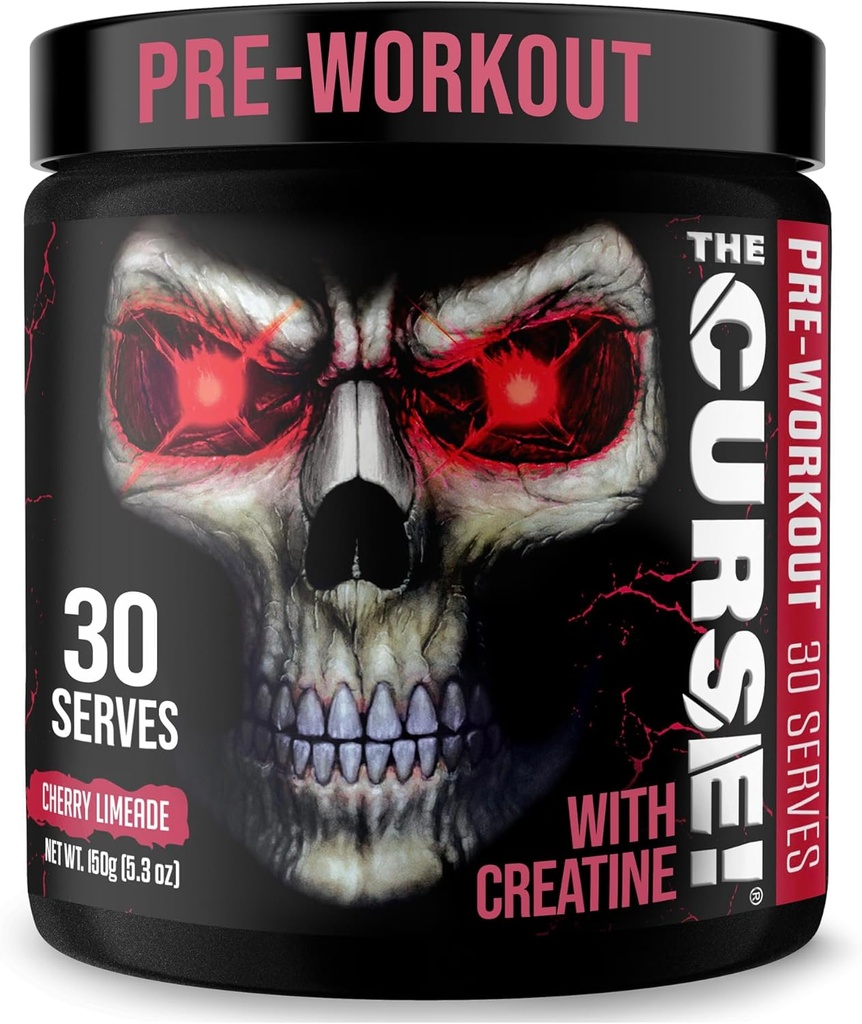 JNX SPORTS The Curse! Pre Workout Powder for Men & Women, Caffeine, Beta-Alanine, Creatine, L-Citrulline, 30 Servings, Cherry Limeade Flavor – Boost Energy, Strength & Focus