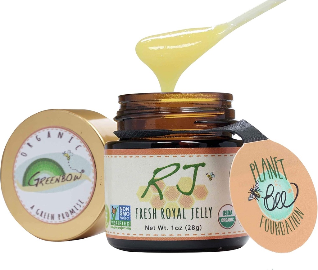 Greenbow Organic Fresh Royal Jelly - 100% USDA Certified Organic, Non-GMO, Halal, Pure, Gluten Free - One of The Most Nutrition Packed - (28g)