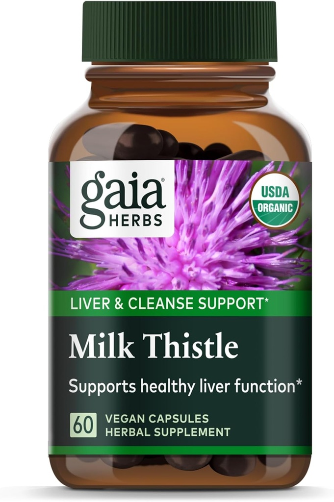 Gaia Herbs Milk Thistle - Liver Supplement & Cleanse Support for Helping to Maintain Healthy Liver Function* - 60 Vegan Capsules (20-Day Supply)