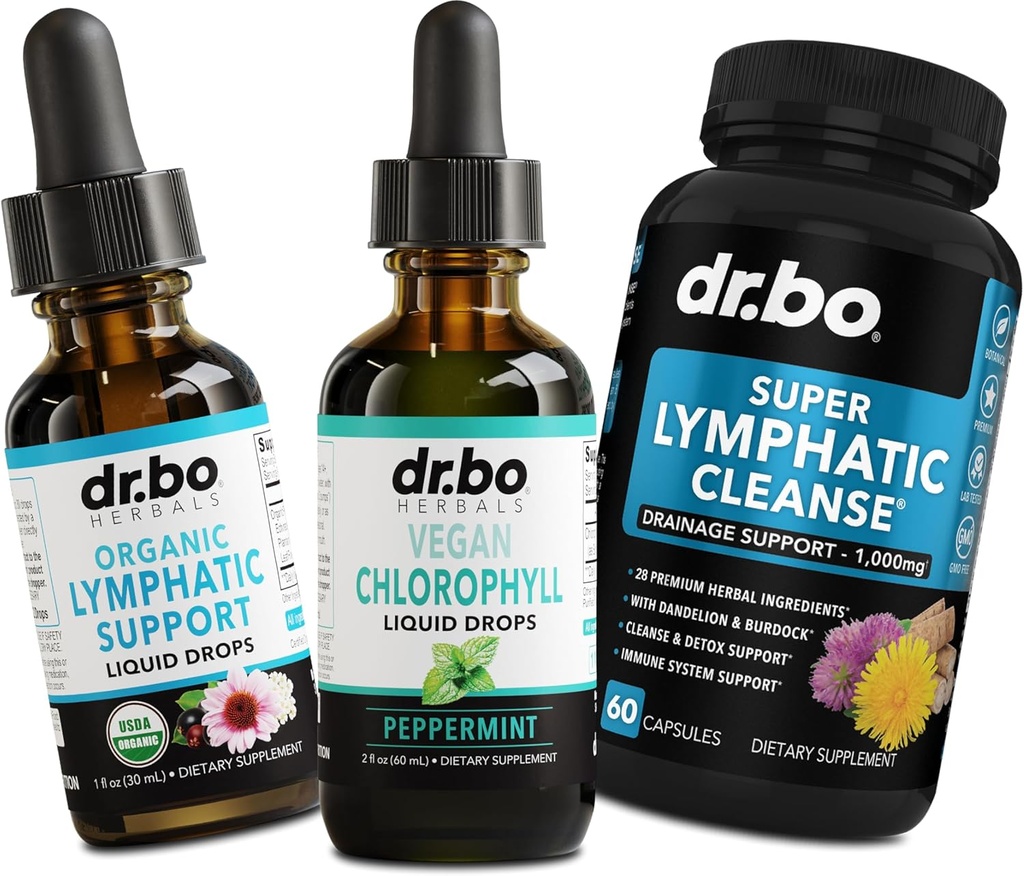 Chlorophyll Liquid Drops Body Detox & Lymphatic Drainage Pills - Vegan Chlorophyll Odor Cleanse Supplement Internal Deodorant - Organic Lymphatic Support Liquid Drops Lymph Node Drainage