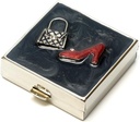 9311 Square Small Pill Box Organizer Black Red Gold Women Travel Pill Case Purse Pocket Container Daily Portable Medicine Vitamin Box Medication Supplement Mini Storage