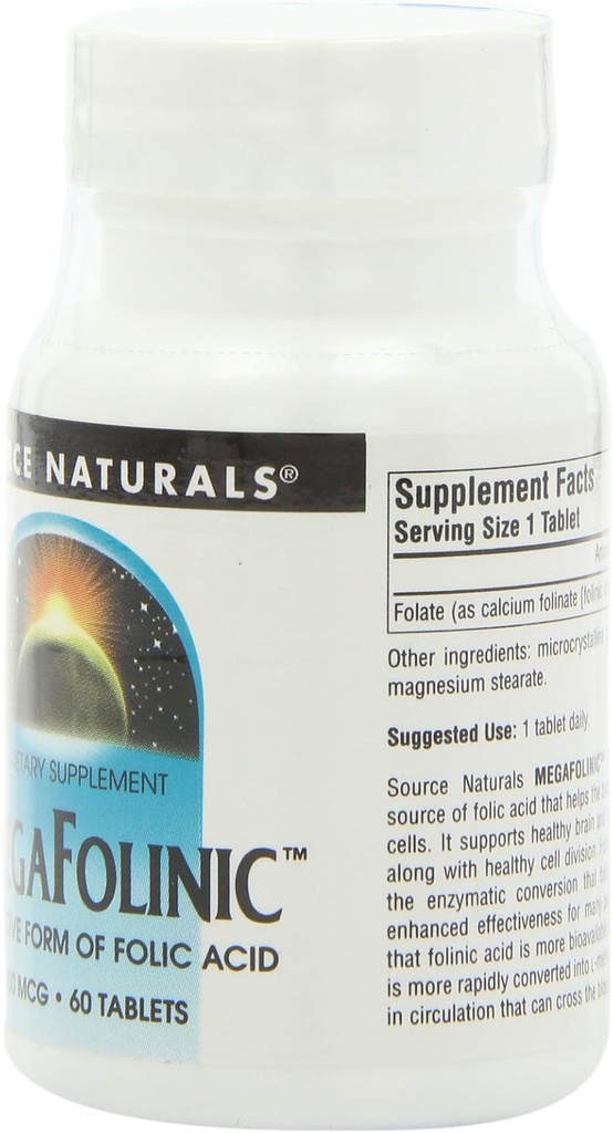 Source Naturals MegaFolinic, 60 Tablets (Pack of 2)