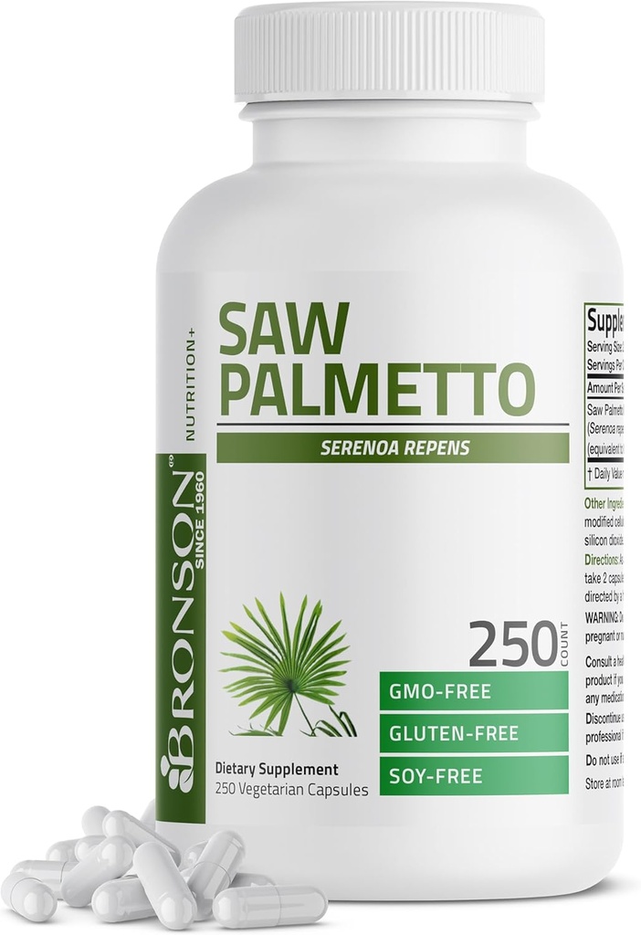 Bronson Saw Palmetto Extra Strength Supports Healthy Prostate Function & Urinary Health Support - Non GMO, 250 Vegetarian Capsules
