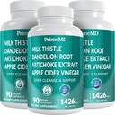 PrimeMD 32-in-1 Liver Cleanse Detox and Repair with Milk Thistle, Silymarin, Artichoke Extract, Beetroot Powder - Gallbladder Supplement with Active Liver Health Formula - 1426mg (90ct, Pack of 3)