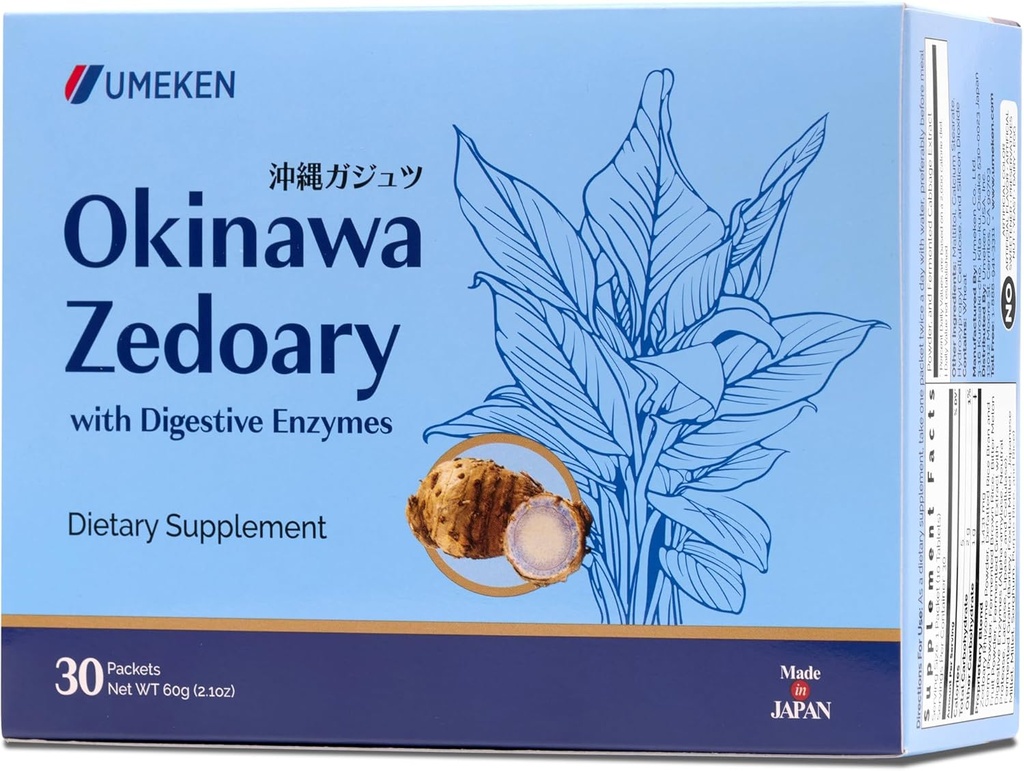 Umeken Okinawa Zedoary – Purple Turmeric with Fermented Cabbage Extract, Bitter Melon, and 5 Digestive Enzymes – Gut & Digestive Health Supplement, 1-Month Supply, 30 Count