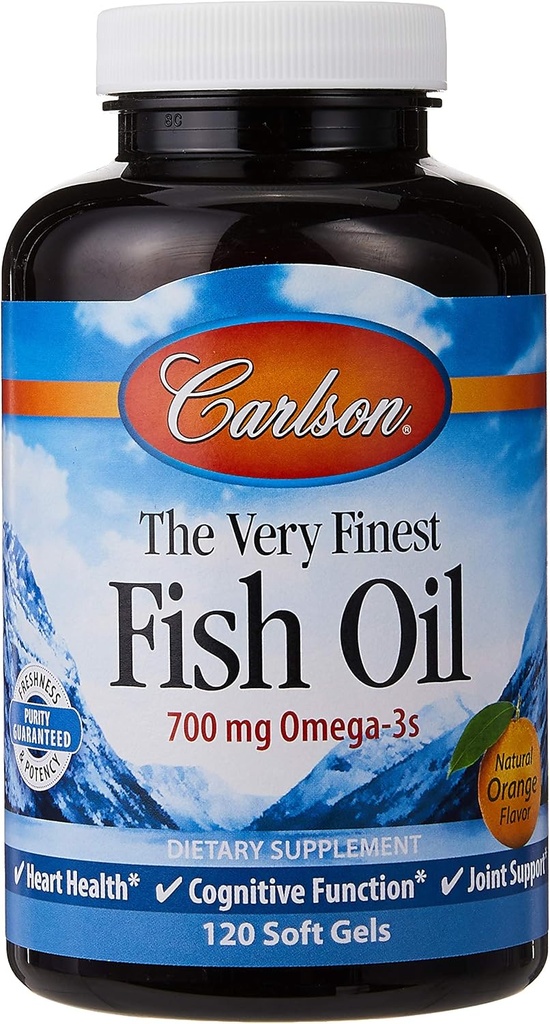 Carlson The Very Finest Fish Oil Orange 120 + 30 Softgels, 700 mg (May be Chewed)