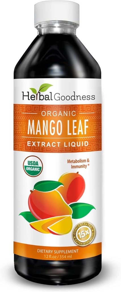 Mango Leaf Extract Liquid Organic - African Mango - Gut, Immunity, Digestive Support, General Wellness - Natural Supplements -12oz btl - Herbal Goodness