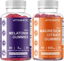 Vitamatic Magnesium Gummies & Melatonin Gummies Combo - 60 Count Each