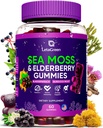 Irish Sea Moss Gummies – Bladderwrack Burdock Root Elderberry Vitamin C & Zinc – 60 Vegan Seamoss Gummy Bears for Adults Kids Men Women – Multimineral Elderberry Vitamins