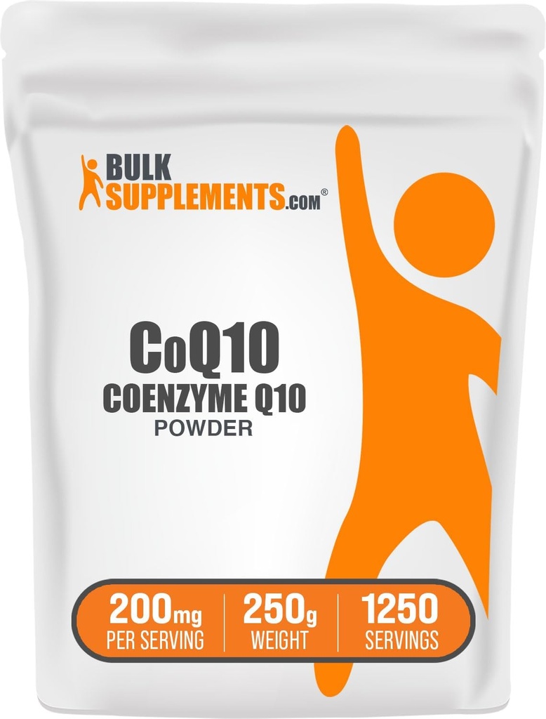 BulkSupplements.com Coenzyme Q10 Powder - Coenzyme Q10 200mg Supplement, Nutritional Supplement - Gluten Free, 200mg per Serving, 250g (8.8 oz) (Pack of 1)