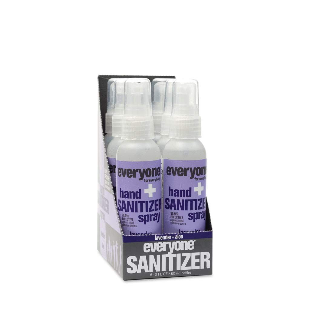 Everyone for Every Body Hand Sanitizer Spray, 2 Ounce, 6 Count Lavender and Aloe 12 Fl Oz