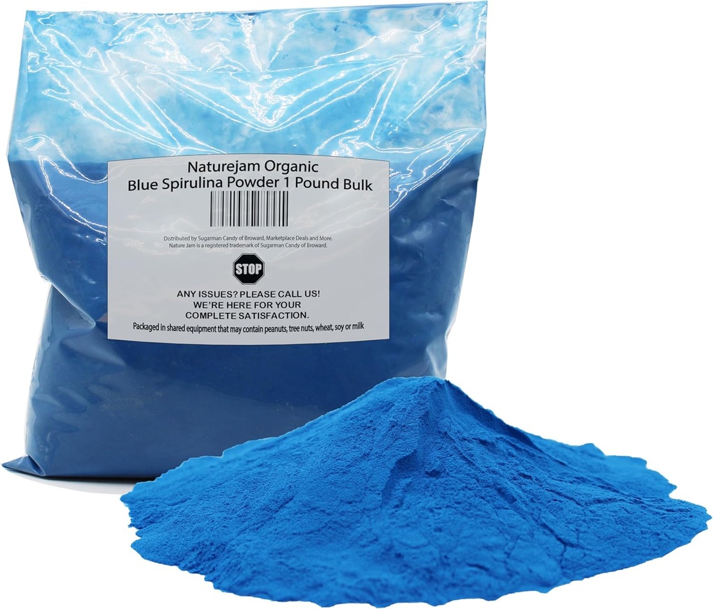 Naturejam Organic Blue Spirulina Powder 1 Pound Bulk-Premium Culinary Grade for Smoothies