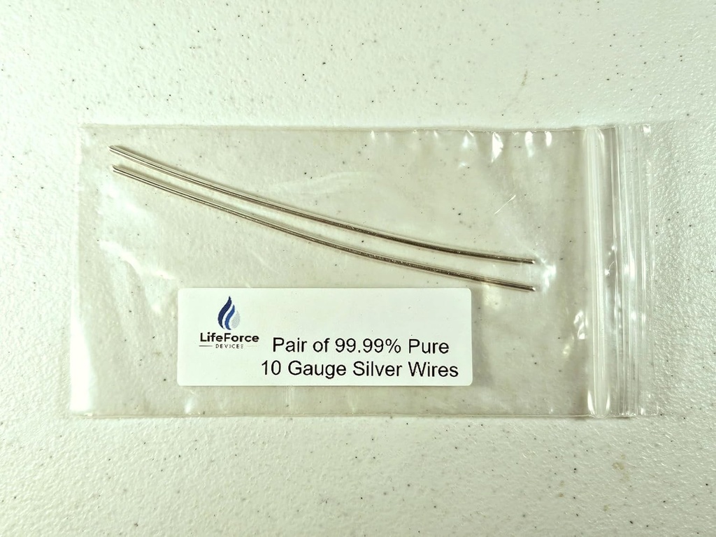 Pure Silver Generator Wires – 9999 Silver Electrodes – Pre-Cut 6-Inch 10 Gauge Wires – Fits LifeForce Generators