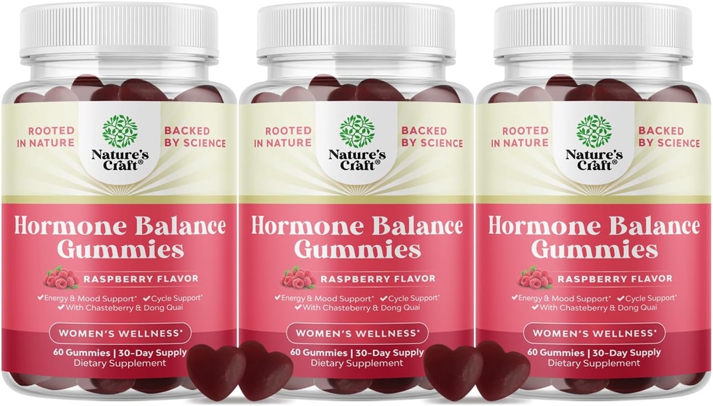 Hormone Balance for Women Gummies of All Ages - PMS Support Supplement for Women to Regulate Menstrual Cycle & Hormonal Balance Menopause & Mood Swings with Vitamin B6 & Dong Quai - 60 Chews - 3 pack