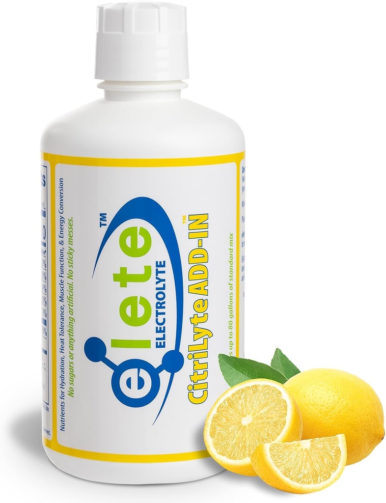 elete CitriLyte Electrolyte Add-in Hydration Drops | Sodium, Magnesium, Potassium | Slight Lemon Flavor, All Natural | Leg and Muscle Cramp Relief | Transform Any Drink into a Sports Drink, 32 oz