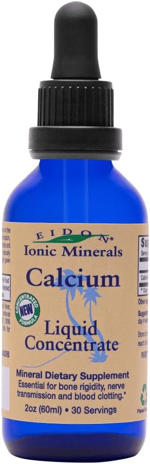 Eidon Ionic Minerals Calcium - Calcium Supplement, Liquid Concentrate, Mineral Dietary Supplement for Healthy Teeth, Muscle Function - 2 Ounce Bottle