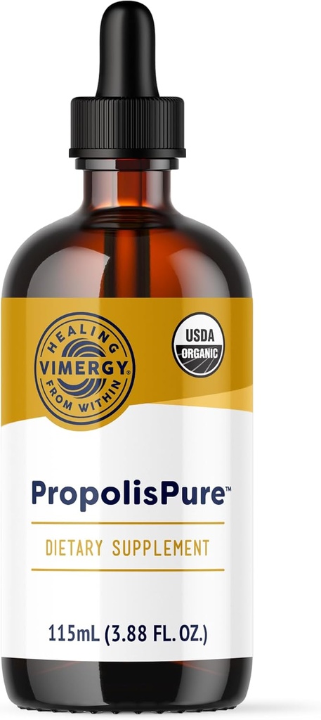Vimergy PropolisPure® – Supports Immune and Respiratory Health* – Benefits Oral Health* – USDA Certified Organic, Kosher, Paleo-Friendly, Gluten-Free – 115 mL (57 Servings)