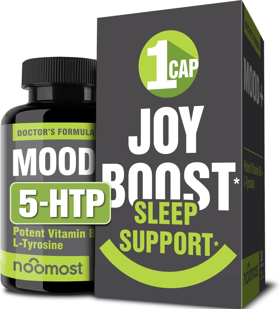 NooMost Mood Support Supplement for Mood Boost, Calm Mind & Body, Stress Response, Energy Supplement – Herbal Adaptogens: Ashwagandha, L Tyrosine, 5 HTP, Passion Flower, 30 Counts
