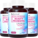 BioEmblem Beauty Probiotics for Women, 35 Billion CFU 14 Strains with Biotin, Collagen, Prebiotics for Digestive Health, Hair Skin and Nails, Vaginal Probiotics Supplement, Shelf Stable, 90 Caps