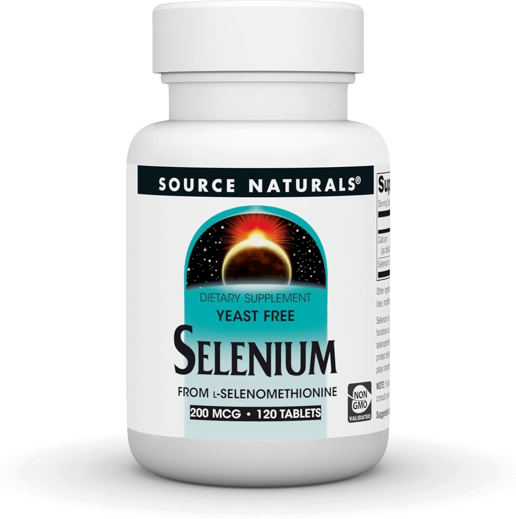 Source Naturals Yeast Free Selenium, from l-Selenomethionine, Non-GMO Validated Dietary Supplement, 200 mcg - 120 Tablets
