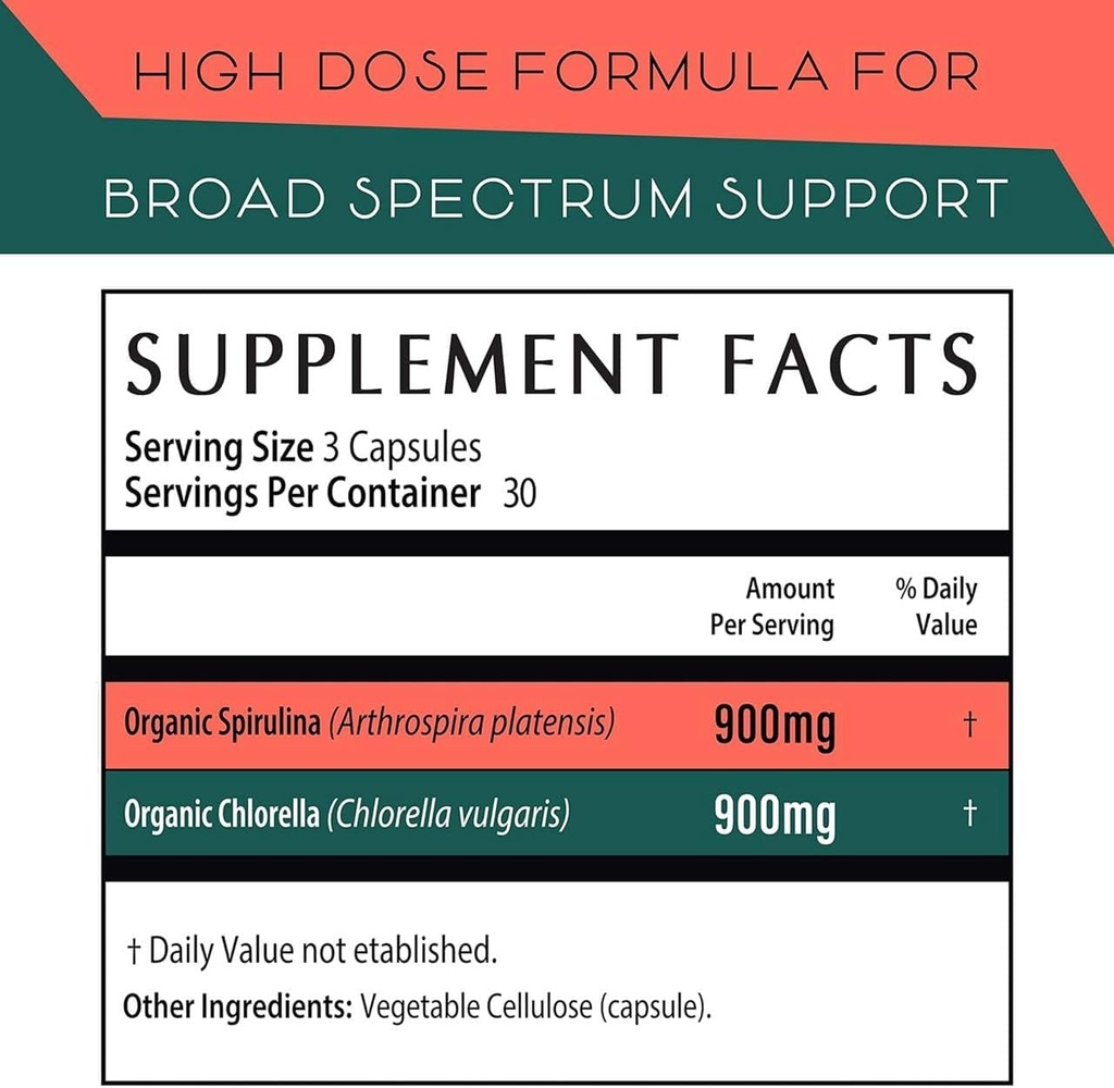 Teaveli Spirulina Chlorella Capsules and Barley Grass Juice Powder Bundle