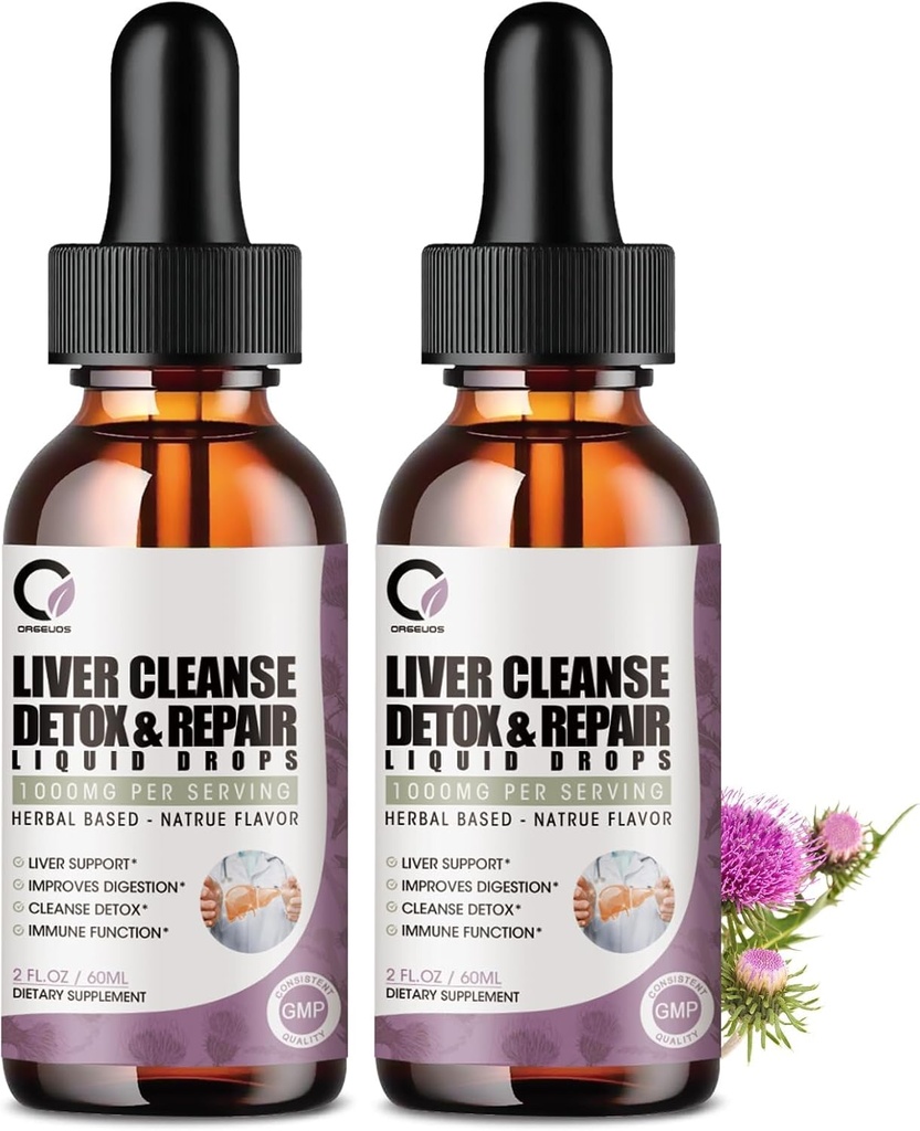 Milk Thistle Liver Cleanse Detox & Repair Supplement Liver Support Liquid Drops with Dandelion Extract, Artichoke
