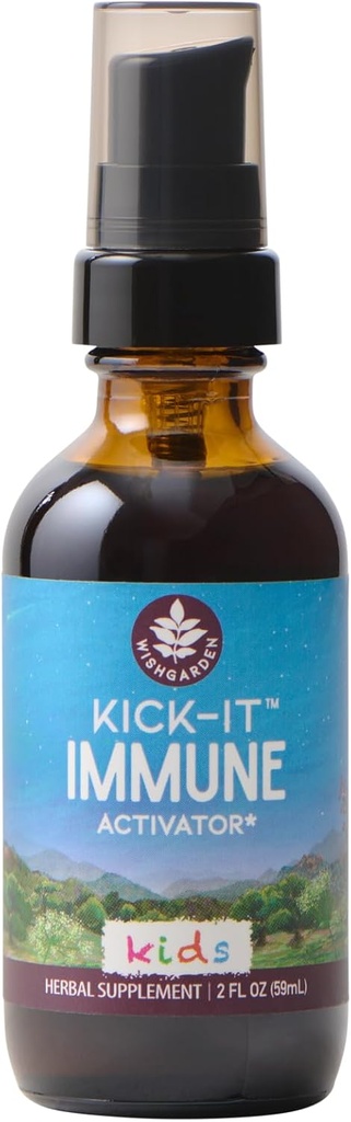 WishGarden Herbs Kick-It Immune for Kids - Immune Support Supplement for Kids, Herbal Immune Defense & Immune Booster with Echinacea, OSHA, Elder, Rapid Baby and Toddler Immune Support Formula, 2oz
