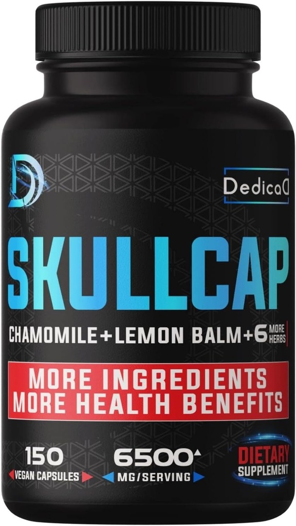 9in1 Skullcap Herb Supplement 5 months For Health Sleep, Mood & Immune - 6500mg Concentrated with Chamomile, Lemon Balm, Passion Flower, Ashwagandha & more, Non-GMO, Gluten-Free, 150 Vegan Capsules