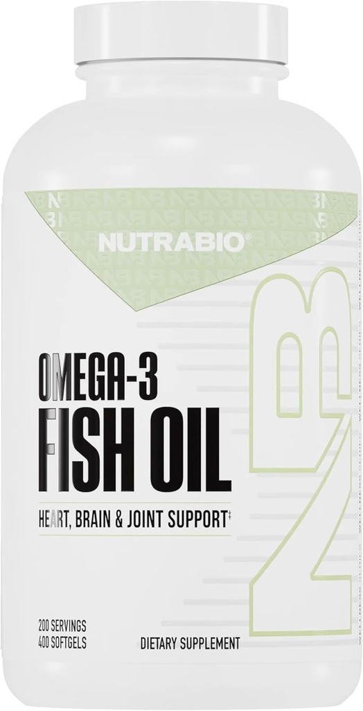 NutraBio Omega 3 Fish Oil Supplements, 2,000mg, 400 Softgels - EPA DHA Omega 3 Fatty Acid Supplement to Help Support a Healthy Heart
