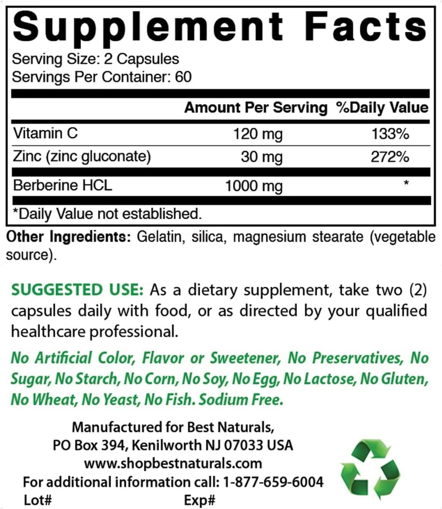 Best Naturals Berberine Plus 1000mg & Chromium Picolinate 1000mcg