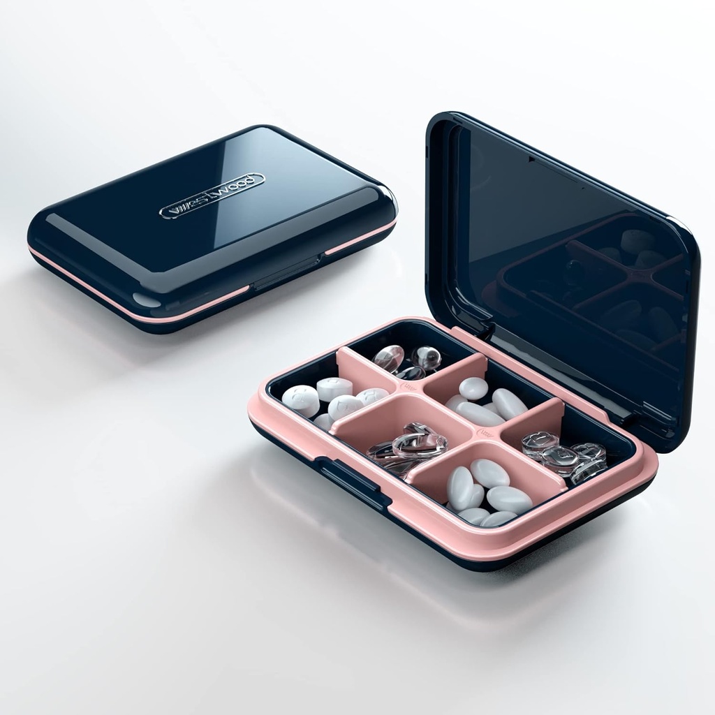 Travel Pill Case, Pill Box - Acedada Portable Pill Holder, Travel Pill Container Pill Carrier for Purse, Waterproof Compact Medicine Organizer Box, Blue