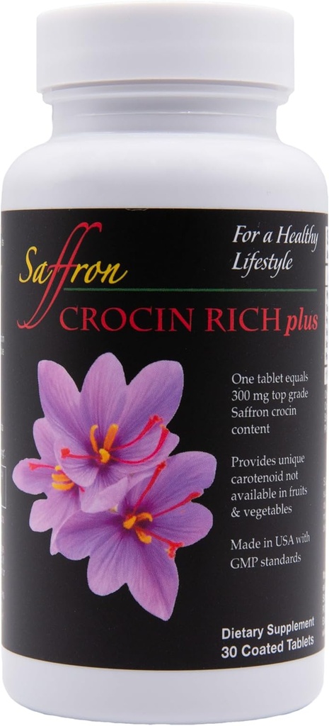 CROCIN RICH Plus – Brain & Memory Support Supplement with 25mg High Purity Crocin, the Clinically Studied Compound Behind Saffron’s Health Benefits | Focus, Mood, Sleep & Vitality Formula – 30 Tablets