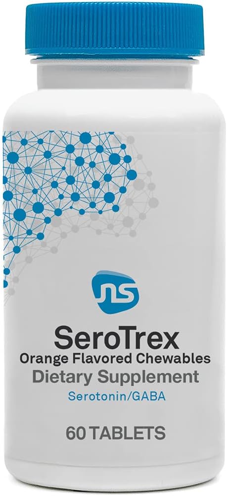 NeuroScience SeroTrex Supplement - Chewable Calm Aid with L Theanine & 5-HTP Supplement (60 Orange-Flavored Chewable Tablets)
