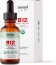 USDA Organic Vitamin B12 Liquid Drops – 5000 mcg Methylcobalamin – Sublingual, Fast-Absorbing Vegan Supplement – Energy, Metabolism, Brain, Heart & Immune Support – Alcohol-Free, 60 Servings, USA Made