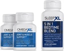 OmegaXL Joint Relief Supplement - Natural Muscle Support, 60 Softgels (2 Pack) & SleepXL immediate-Release melatonin, L-Theanine (Calming), Chamomile, Magnesium & B6 (60 Vegan Capsules)