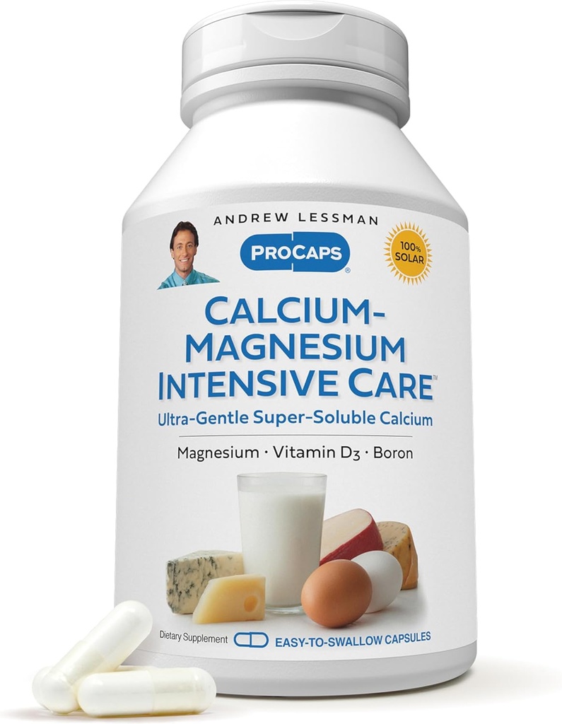 ANDREW LESSMAN Calcium Magnesium Intensive Care 60 Capsules - Bone and Skeleton Health Essentials. Easy to Swallow Capsules, Super Soluble Fine Powder. Gentle to Even The Most Sensitive Stomachs